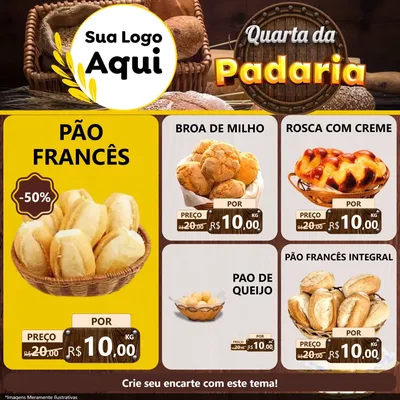 Modelo de Rede Social para Feed Facebook com o tema Quarta da Padaria para Padaria