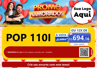 Modelo de Cartaz para Cartaz A4 Horizontal com o tema Promo dos Namorados para Concessionaria de Motos