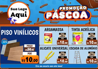 Modelo de Encarte para Encarte A4 Horizontal com o tema Promoção Páscoa para Material para Construção