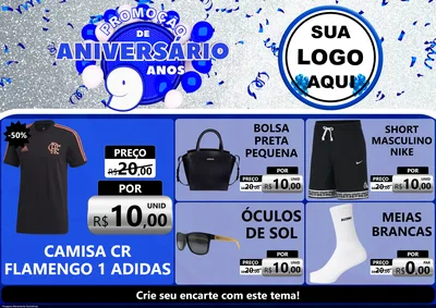 Modelo de Encarte para Encarte A4 Horizontal com o tema Promoção de Aniversário - 9 Anos para Roupas e acessórios