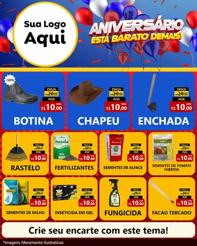 Modelo de Rede Social para Feed Instagram com o tema Aniversário para Agropecuária