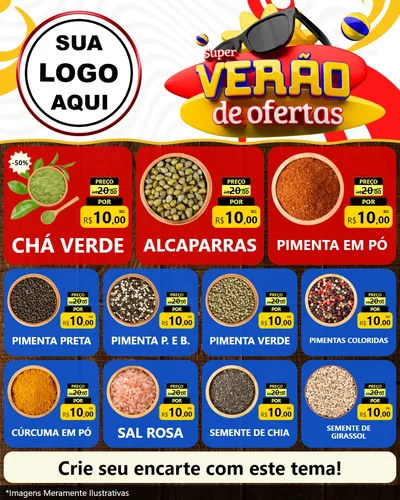 Modelo de Rede Social para Feed Instagram com o tema Super Verão de Ofertas para Produtos Naturais