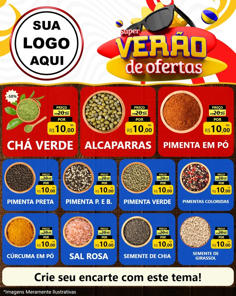 Modelo de Rede Social para Feed Instagram com o tema Super Verão de Ofertas para Produtos Naturais