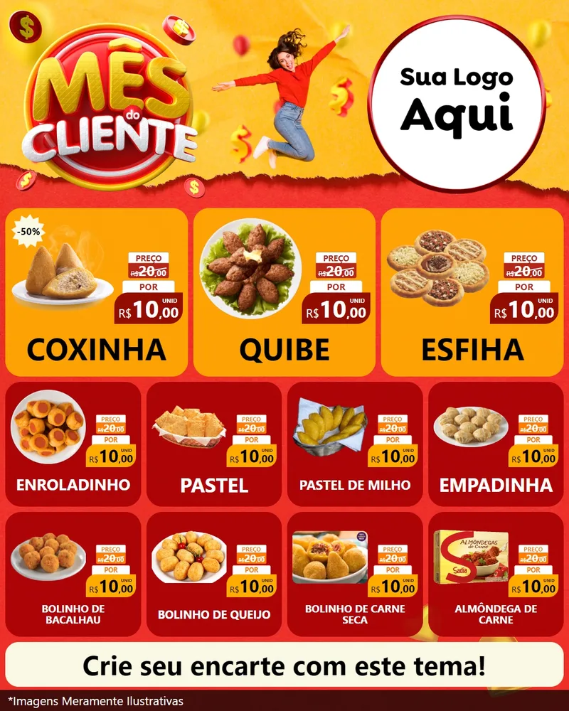 Modelo de Rede Social para Feed Instagram com o tema Mês do Cliente para Salgadaria
