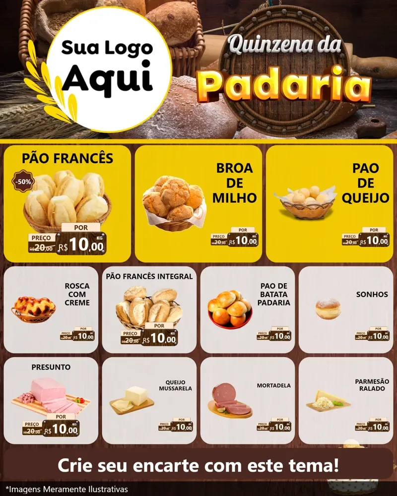 Modelo de Rede Social para Feed Instagram com o tema Quinzena da Padaria para Padaria