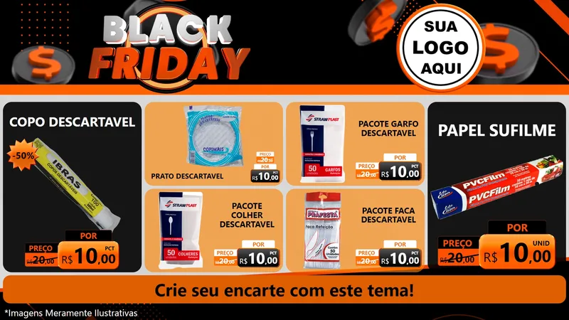 Modelo de TV para TV Horizontal com o tema Black Friday para Embalagens