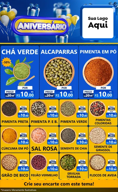 Modelo de Encarte para Encarte Grande com o tema Aniversário para Produtos Naturais