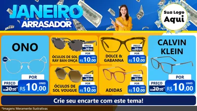 Modelo de TV para TV Horizontal com o tema Janeiro Arrasador para Óticas