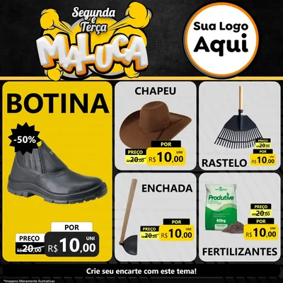Modelo de Rede Social para Feed Facebook com o tema Segunda e Terça Maluca para Agropecuária