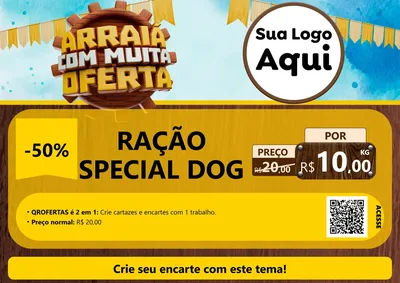 Modelo de Cartaz para Cartaz A4 Horizontal com o tema Ofertas de São João - Junina para Pet Shop