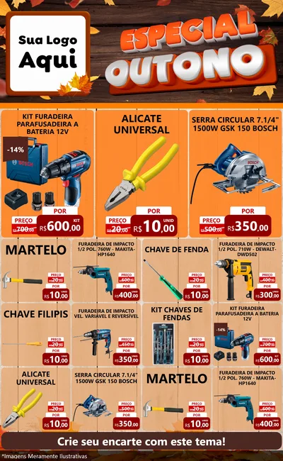 Modelo de Encarte para Encarte Grande com o tema Especial Outono para Maquinas e Ferramentas
