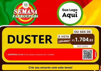 Modelo de Cartaz para Cartaz A4 Horizontal com o tema Semana Farroupilha para Concessionaria de Carros