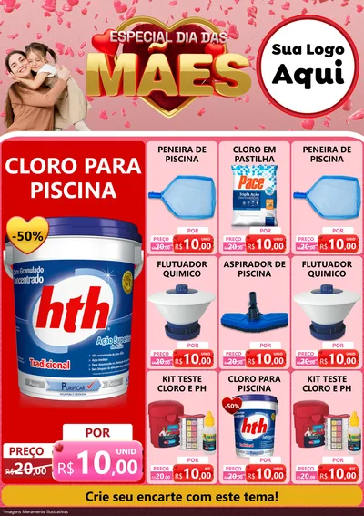 Modelo de Encarte para Encarte A4 Vertical com o tema Especial Dia Das Mães para Produtos para Piscina