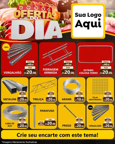 Modelo de Rede Social para Feed Instagram com o tema Ofertas do Dia para Ferragens