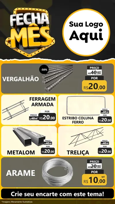 Modelo de TV para TV Vertical com o tema Fecha Mês para Ferragens