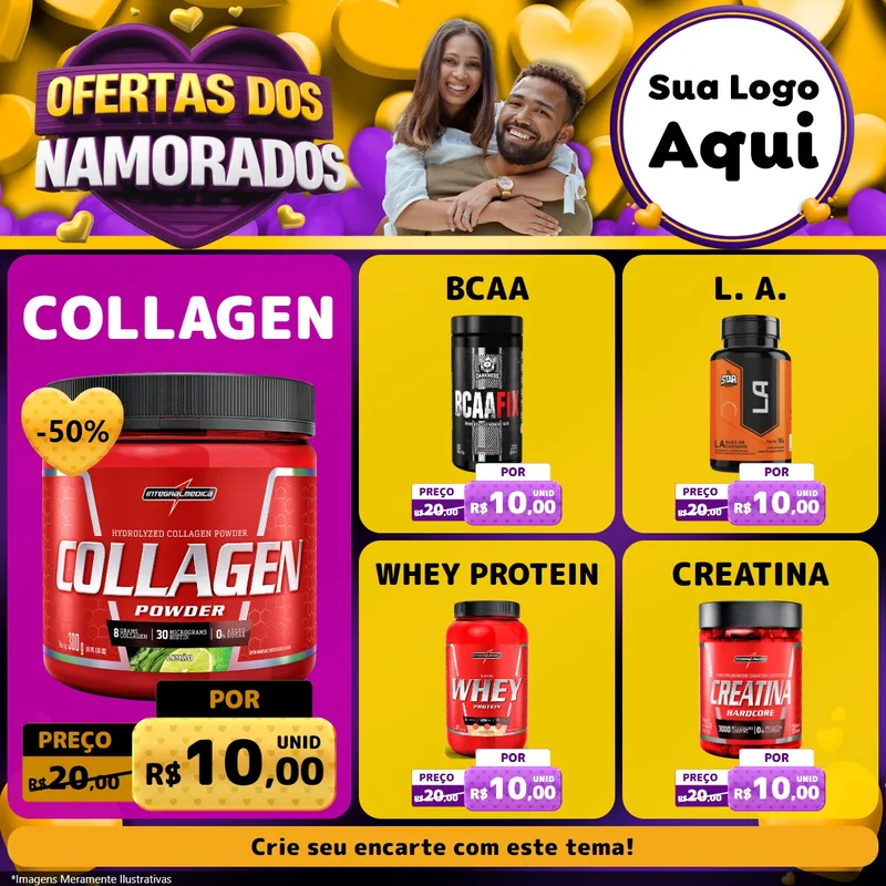 Modelo de Rede Social para Feed Facebook com o tema Oferta Dos Namorados para Suplementos alimentares
