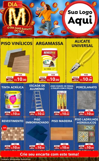 Modelo de Encarte para Encarte Grande com o tema Dia M - O Dia Mais Barato Do Mês para Material para Construção
