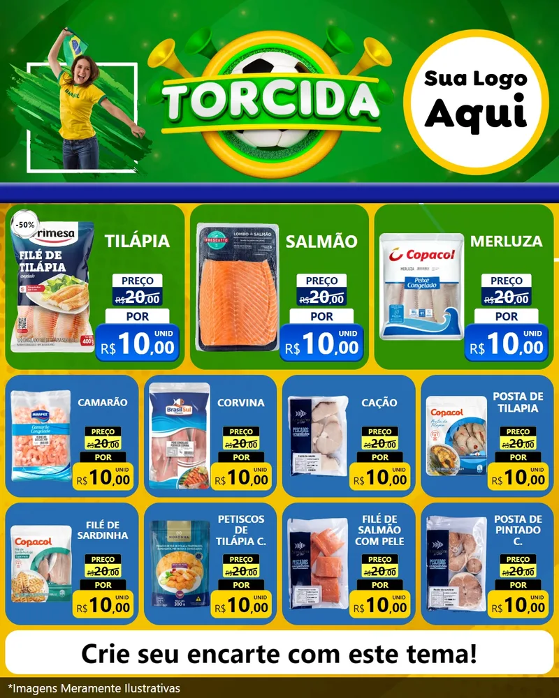 Modelo de Rede Social para Feed Instagram com o tema Torcida para Peixaria