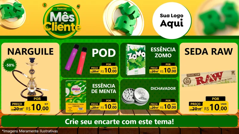 Modelo de TV para TV Horizontal com o tema Especial Mês do Cliente para Tabacaria