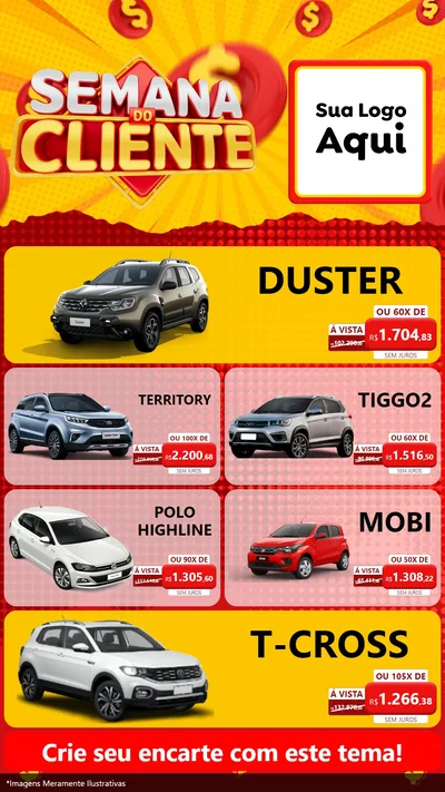 Modelo de TV para TV Vertical com o tema Semana do Cliente para Concessionaria de Carros