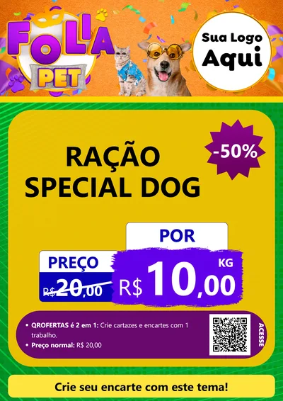 Modelo de Cartaz para Cartaz A4 Vertical com o tema Folia Pet para Pet Shop