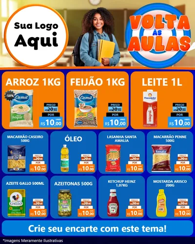 Modelo de Rede Social para Feed Instagram com o tema Volta Às Aulas para Supermercado