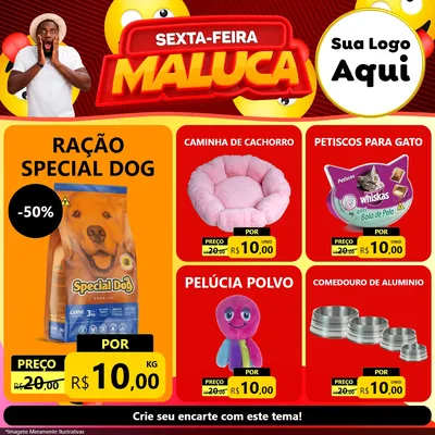 Modelo de Rede Social para Feed Facebook com o tema Sexta-feira Maluca para Pet Shop
