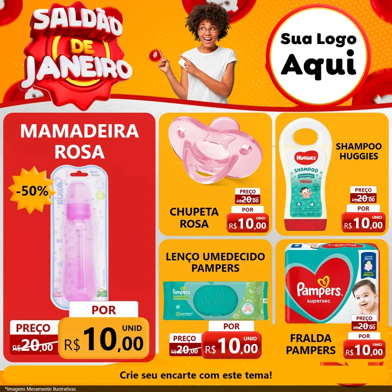 Modelo de Rede Social para Feed Facebook com o tema Saldão de Janeiro para Bebês
