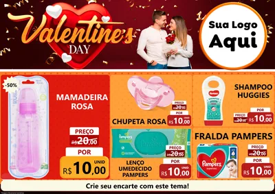 Modelo de Encarte para Encarte A4 Horizontal com o tema Valentine's Day para Bebês