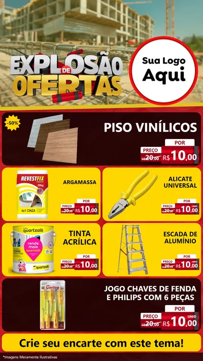 Modelo de TV para TV Vertical com o tema Explosão de Ofertas - Construção para Material para Construção