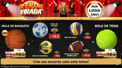Modelo de TV para TV Horizontal com o tema Ofertas da Virada para Artigos Esportivos