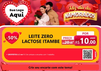 Modelo de Cartaz para Cartaz A4 Horizontal com o tema Feliz Dia Dos Namorados para Frios e Laticínios