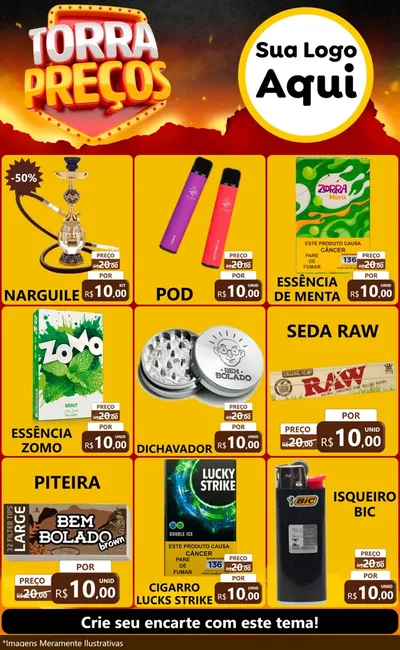 Modelo de Encarte para Encarte Grande com o tema Torra Preços para Tabacaria