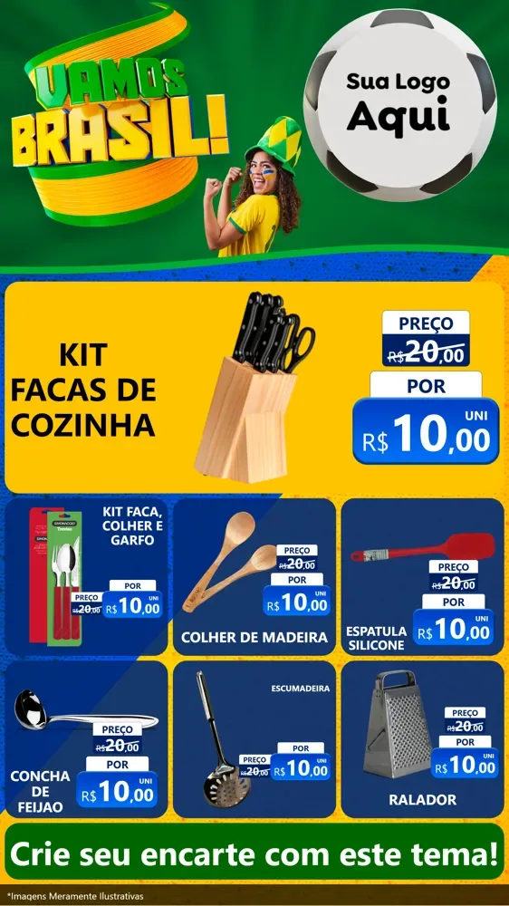 Modelo de Rede Social para Stories com o tema Vamos Brasil - Copa para Utilidades Domésticas