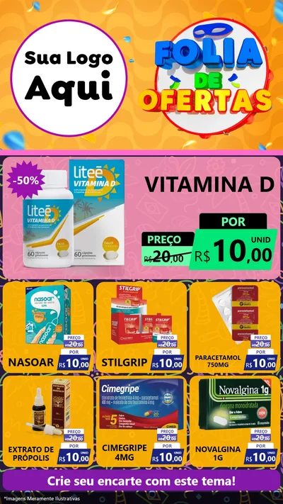 Modelo de Rede Social para Stories com o tema Folia de Ofertas para Farmácia