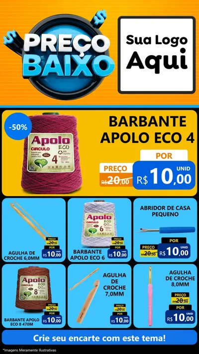 Modelo de Rede Social para Stories com o tema Preço Baixo para Armarinho e Aviamentos