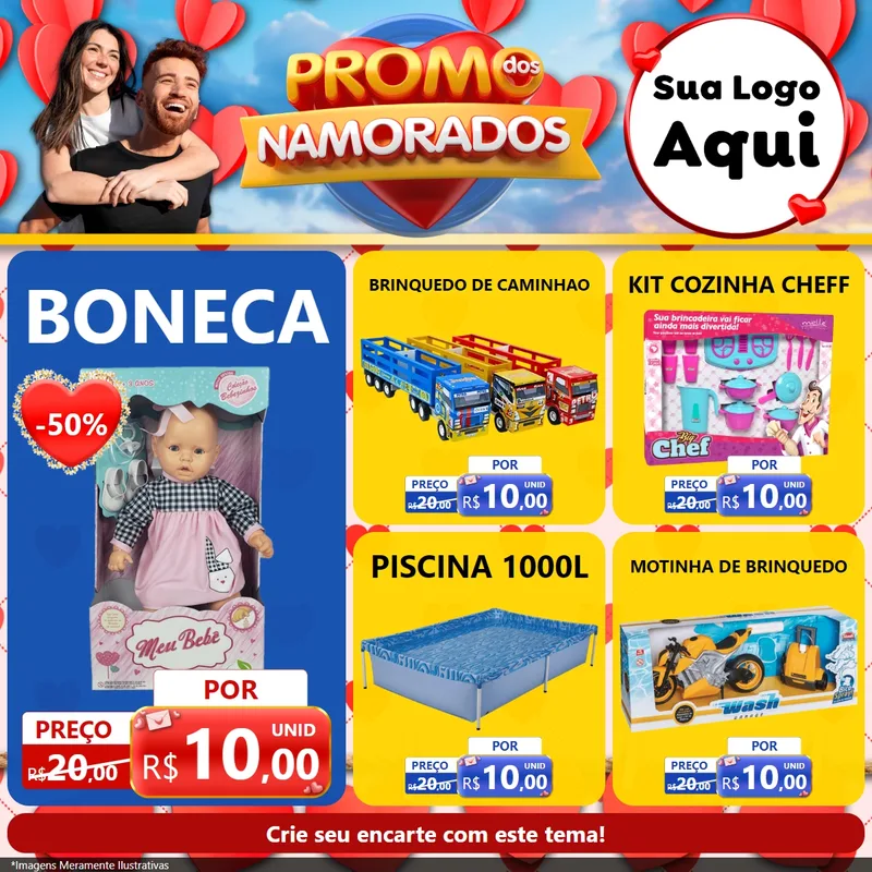 Modelo de Rede Social para Feed Facebook com o tema Promo dos Namorados para Brinquedos