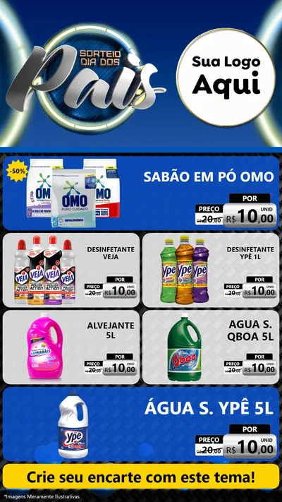 Modelo de TV para TV Vertical com o tema Sorteio Dia Dos Pais para Produtos de Limpeza
