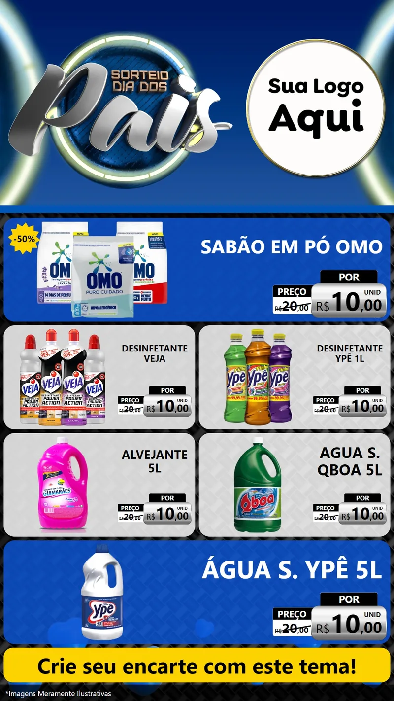 Modelo de TV para TV Vertical com o tema Sorteio Dia Dos Pais para Produtos de Limpeza