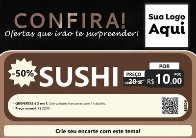 Modelo de Cartaz para Cartaz A4 Horizontal com o tema Confira! Ofertas que irão te surpreender! para Comida japonesa