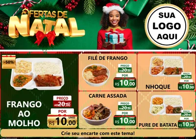 Modelo de Encarte para Encarte A4 Horizontal com o tema Ofertas de Natal para Restaurante