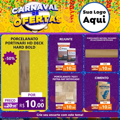 Modelo de Rede Social para Feed Facebook com o tema Carnaval de Ofertas para Pisos e revestimentos