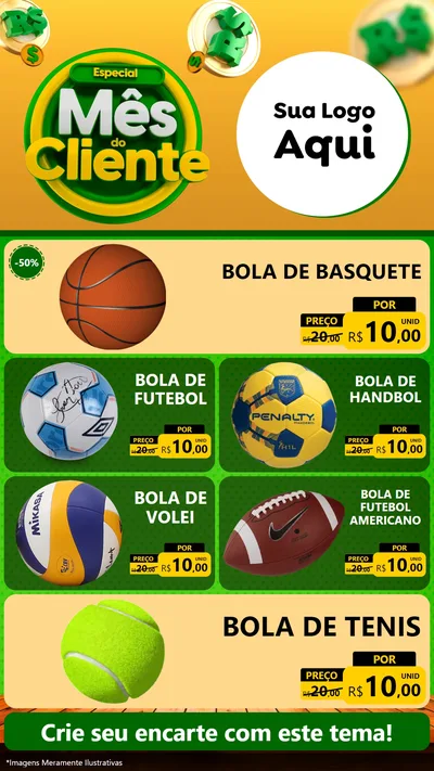 Modelo de TV para TV Vertical com o tema Especial Mês do Cliente para Artigos Esportivos