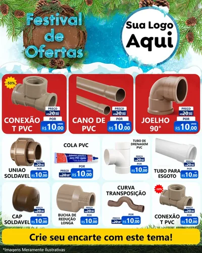 Modelo de Rede Social para Feed Instagram com o tema Festival de Ofertas - Inverno para Tubos e conexões