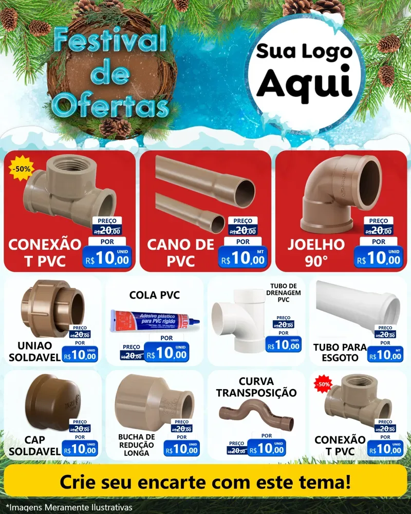Modelo de Rede Social para Feed Instagram com o tema Festival de Ofertas - Inverno para Tubos e conexões