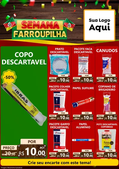 Modelo de Encarte para Encarte A4 Vertical com o tema Semana Farroupilha para Embalagens