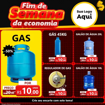 Modelo de Rede Social para Feed Facebook com o tema Fim de Semana da Economia para Água e gás