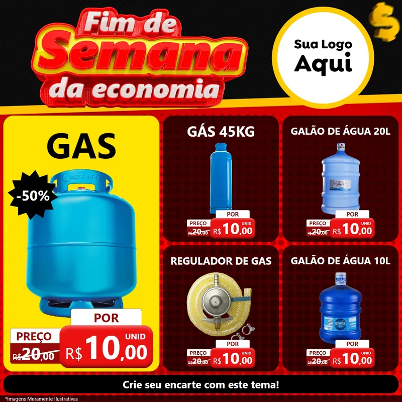 Modelo de Rede Social para Feed Facebook com o tema Fim de Semana da Economia para Água e gás
