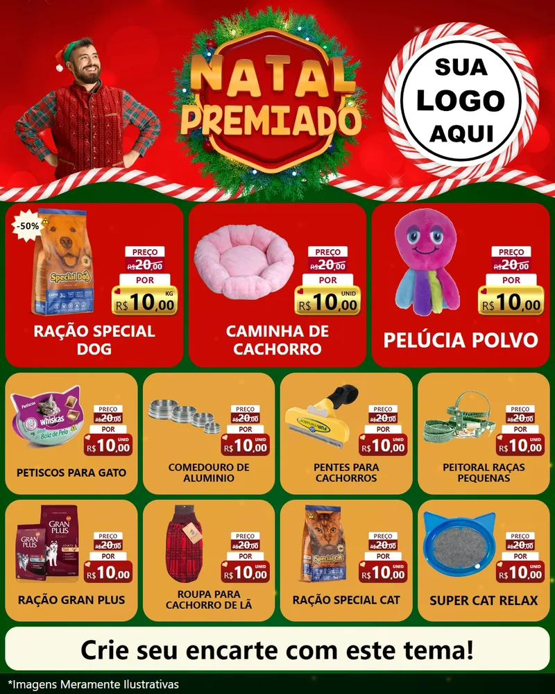 Modelo de Rede Social para Feed Instagram com o tema Natal Premiado para Pet Shop