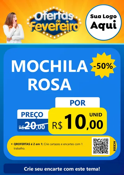 Modelo de Cartaz para Cartaz A4 Vertical com o tema Ofertas de Fevereiro para Papelaria